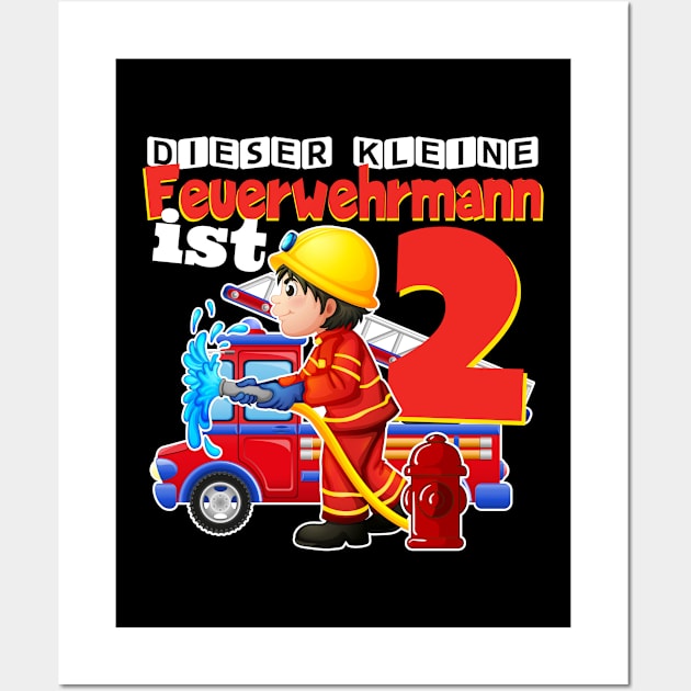 Small fireman is 2 children gift Wall Art by 2blackcherries